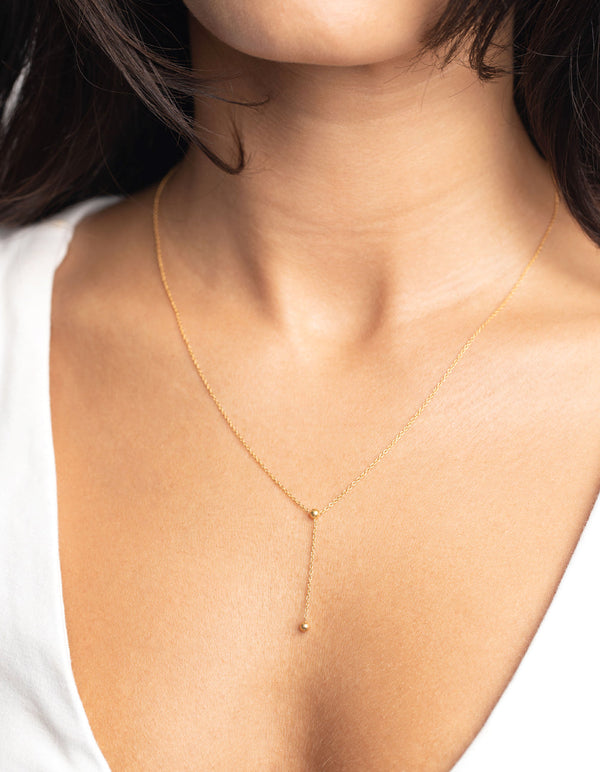 Gold Plated Sterling Silver Lariat Necklace