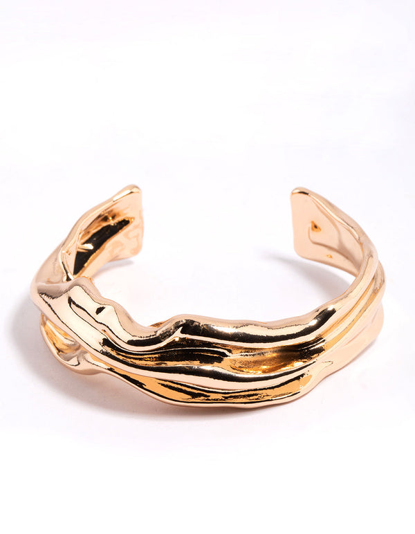 Gold Wave Cuff Bangle