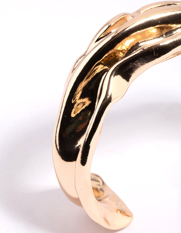 Gold Wave Cuff Bangle