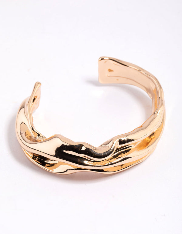 Gold Wave Cuff Bangle