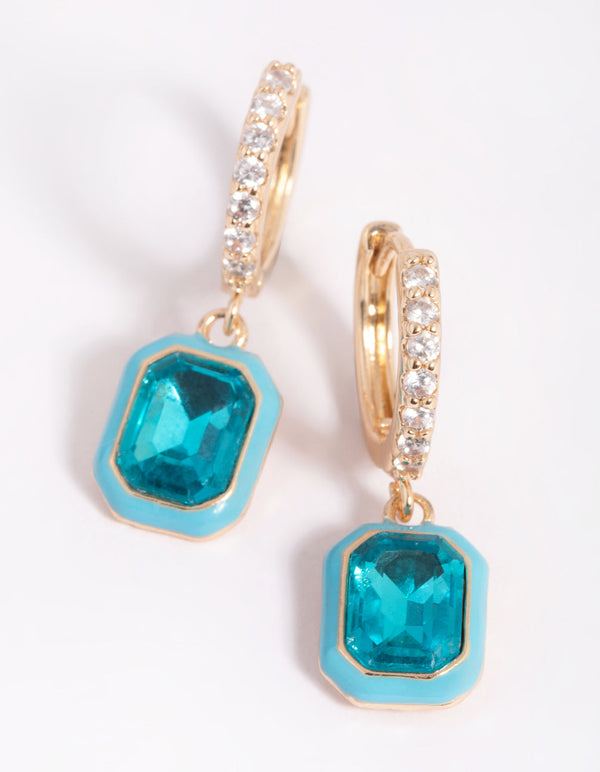 Gold Cubic Zirconia Huggie Hoop Earrings