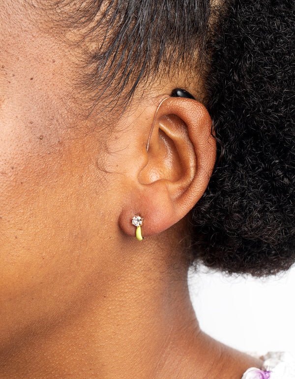 Lime Diamante Huggie Hoop Earrings