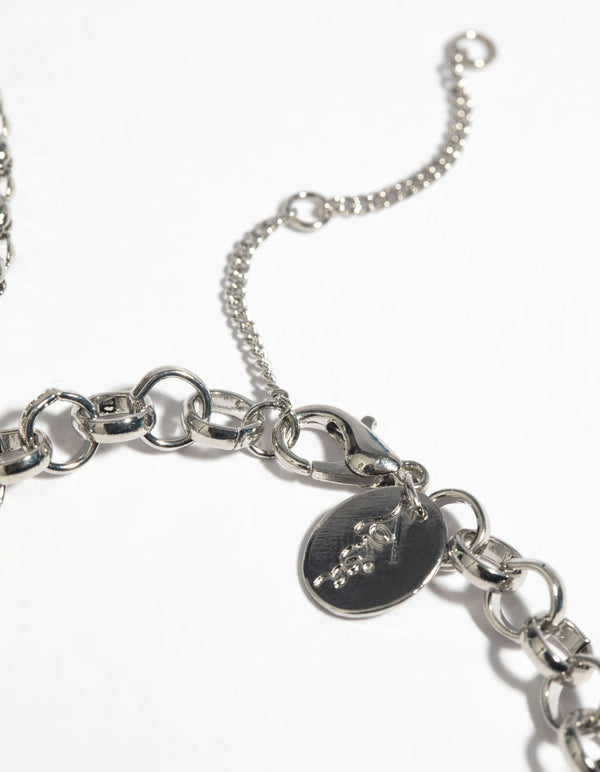 Rhodium Chunky Bracelet Set