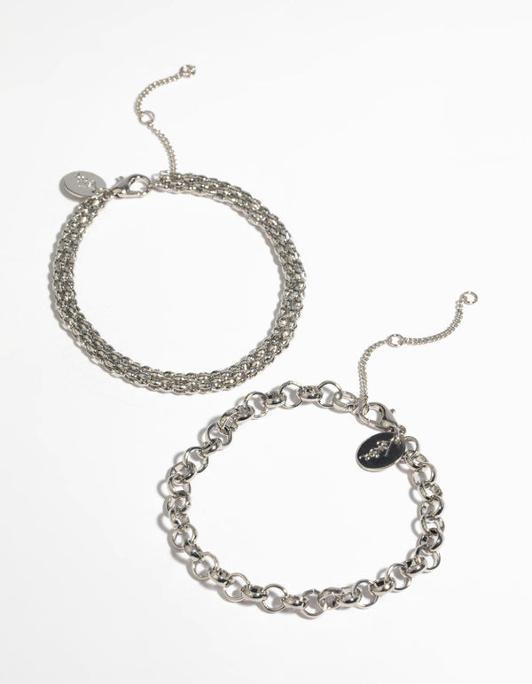 Rhodium Chunky Bracelet Set