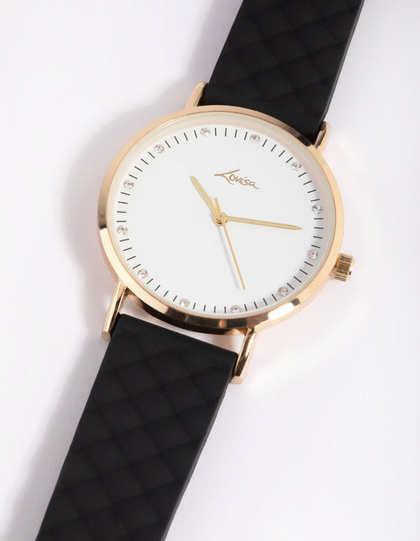 Gold and Black Diamante Watch