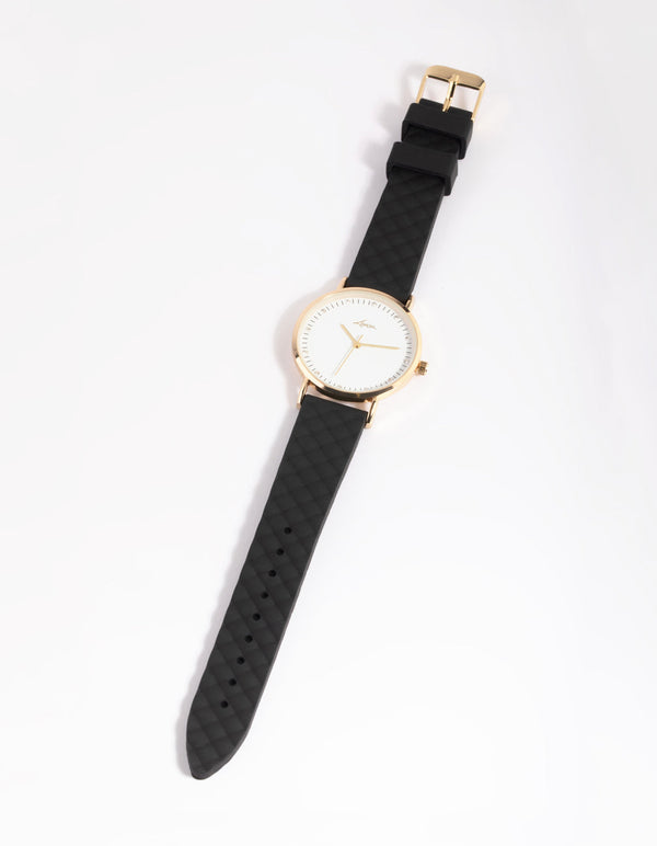 Gold and Black Diamante Watch