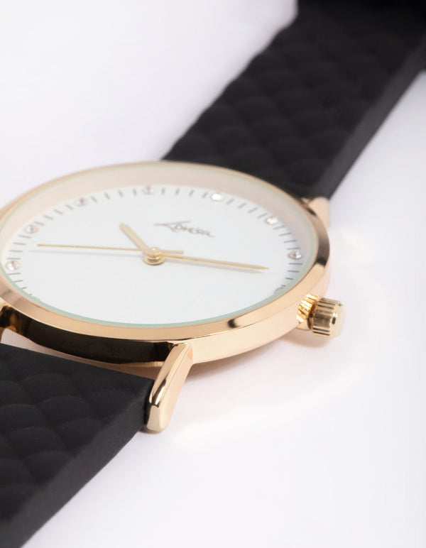 Gold and Black Diamante Watch