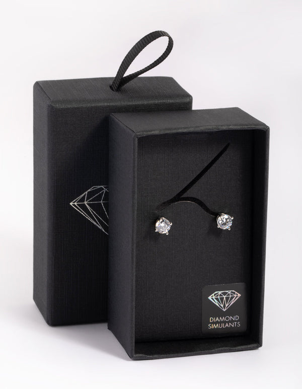 Rhodium Cubic Zirconia Stud Earrings