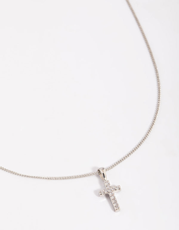 Rhodium Cross Necklace
