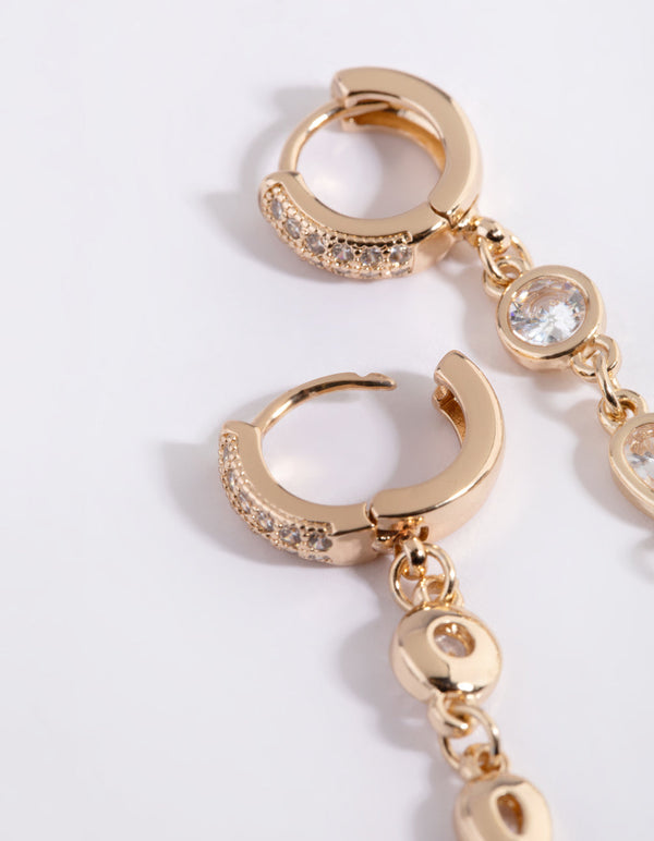 Gold Plated Surgical Steel Chain and Arrow Huggie Hoop Earrings