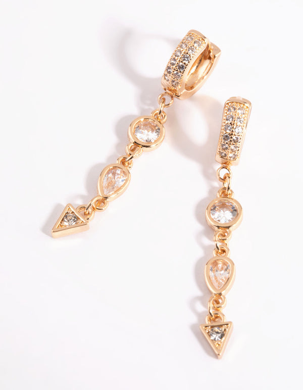 Gold Plated Surgical Steel Chain and Arrow Huggie Hoop Earrings