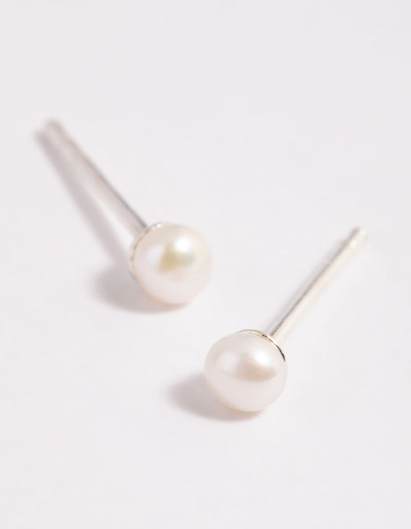 Sterling Silver Pearl Stud Earrings