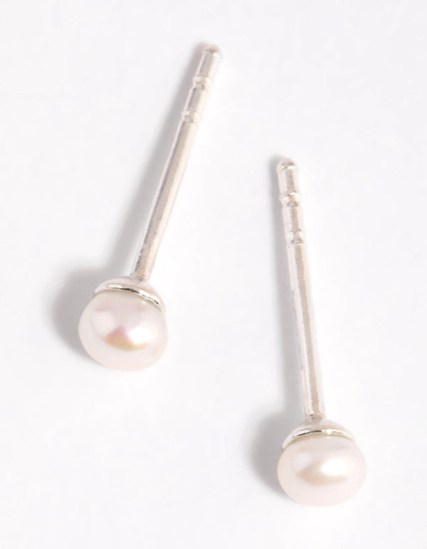 Sterling Silver Pearl Stud Earrings