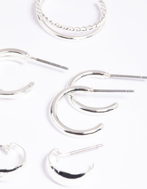 Silver Simple Hoop Earring Pack