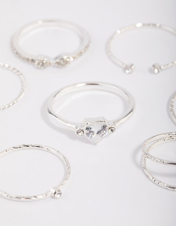 Zilveren sierlijke diamant- en parelringset