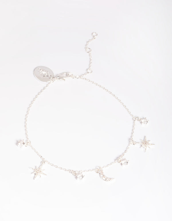 Silver Plated Celestial Star Charm Bracelet