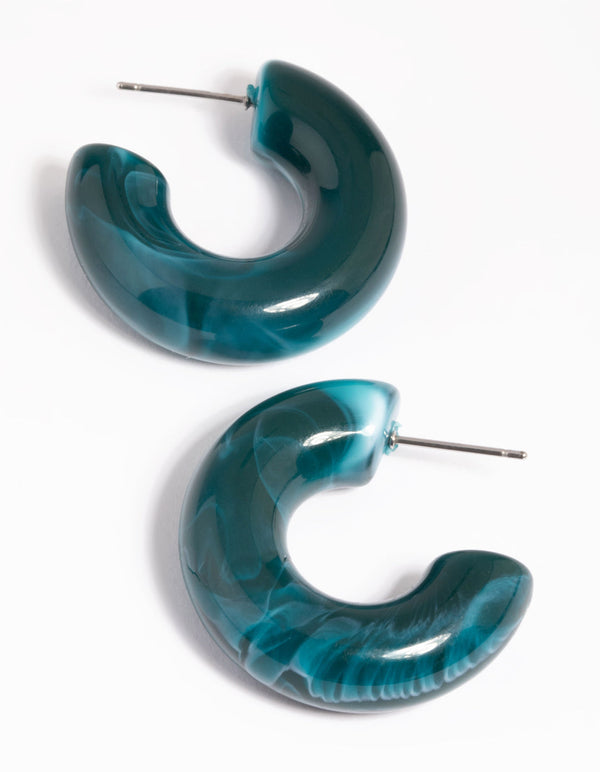 Blue Swirl Hoop Earrings