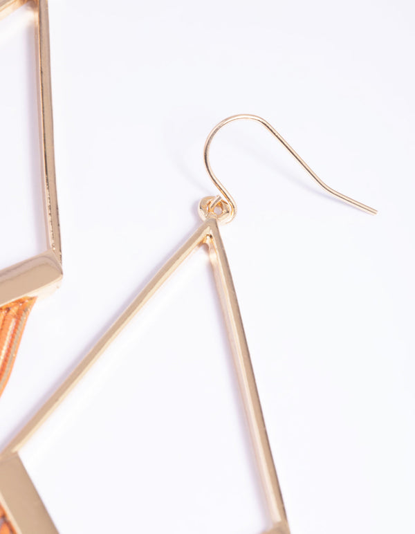 Orange Snake Chain Drop Earrings