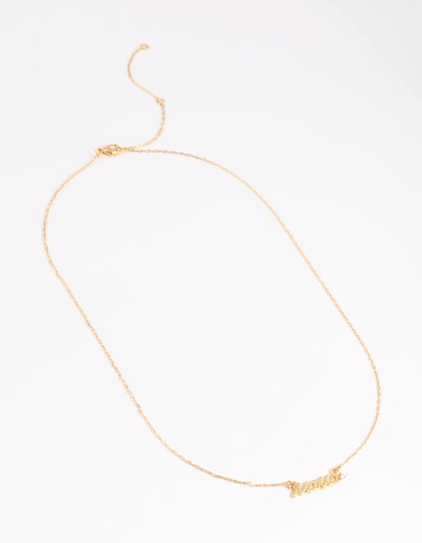 Gold Mama Cursive Necklace