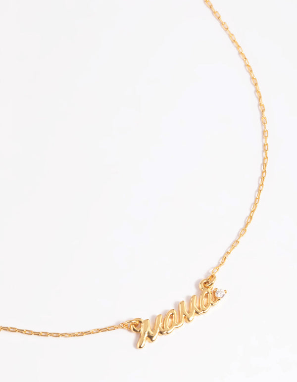Gold Mama Cursive Necklace