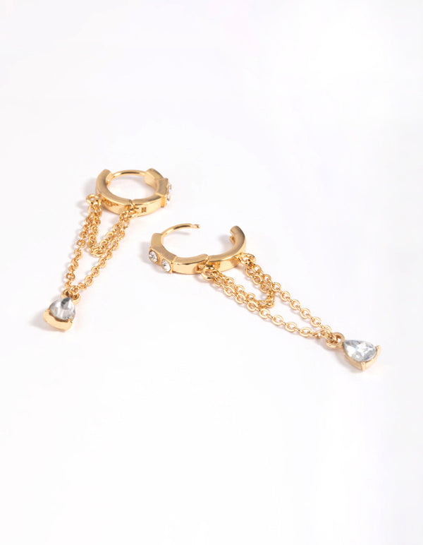 Vergulde diamanten Huggie Hoop oorbellen