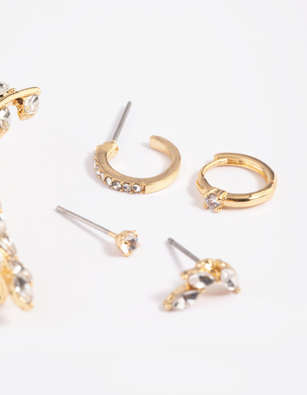 Gold Plated Leaf Earring Stack Pack