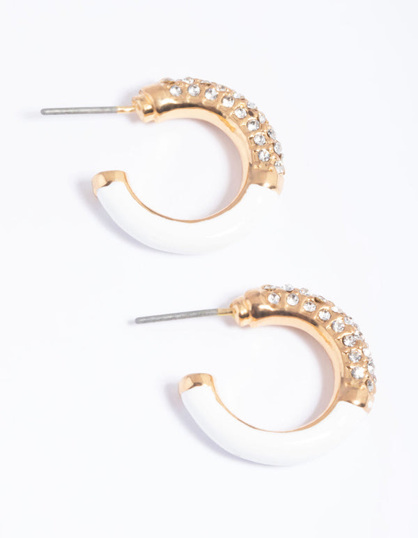 Witte diamanten hoepeloorbellen