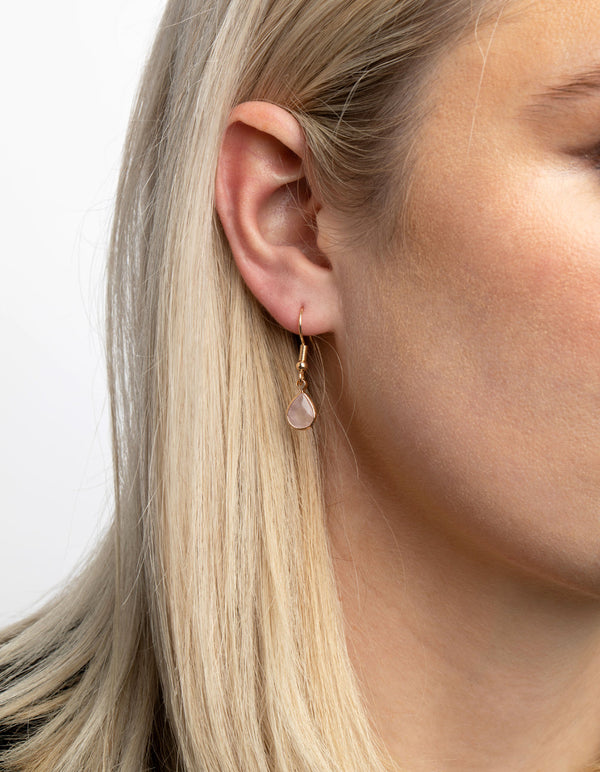 Gold Mixed Semi-Precious Stone Teardrop Earrings