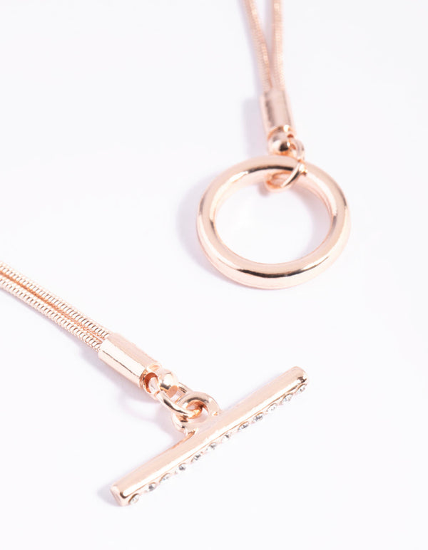 Rose Gold Snake Chain Toggle Bracelet
