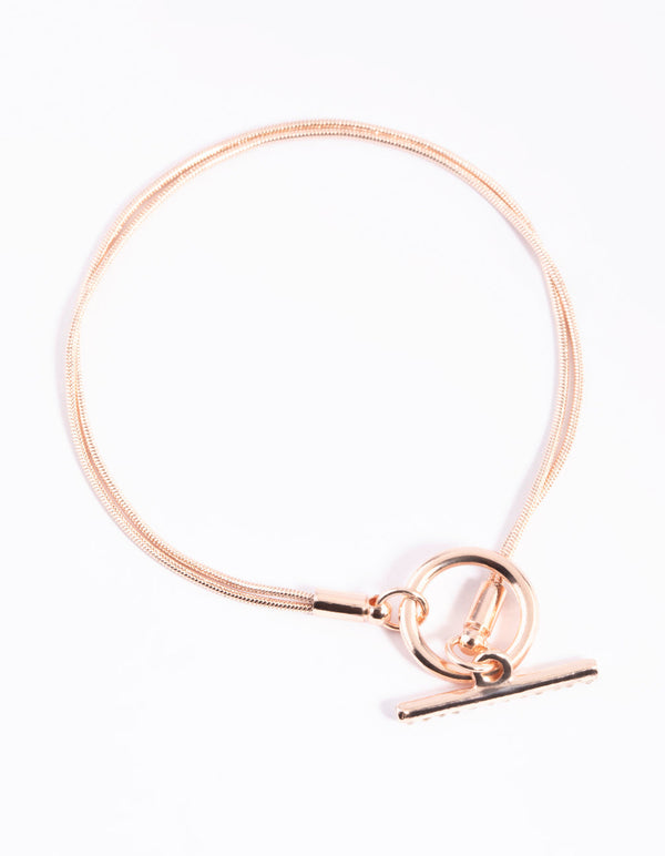 Rose Gold Snake Chain Toggle Bracelet