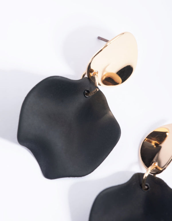 Black Simple Petal Drop Earrings