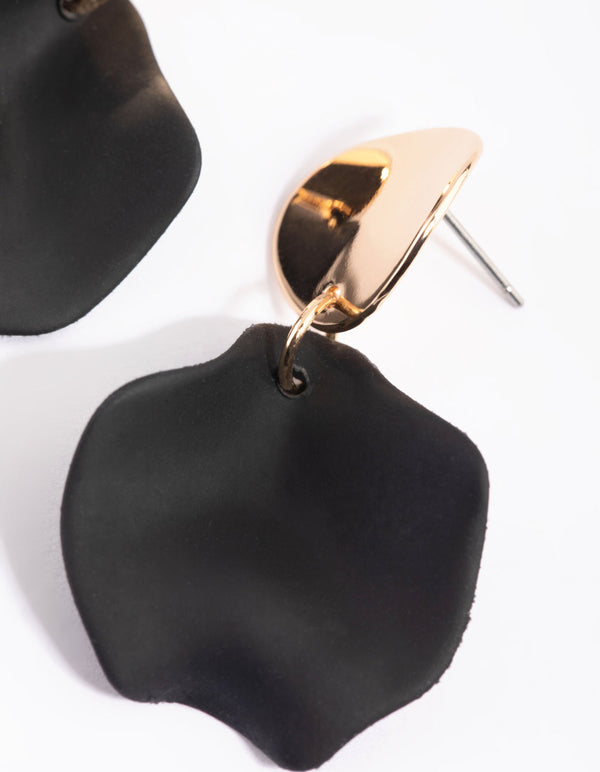 Black Simple Petal Drop Earrings