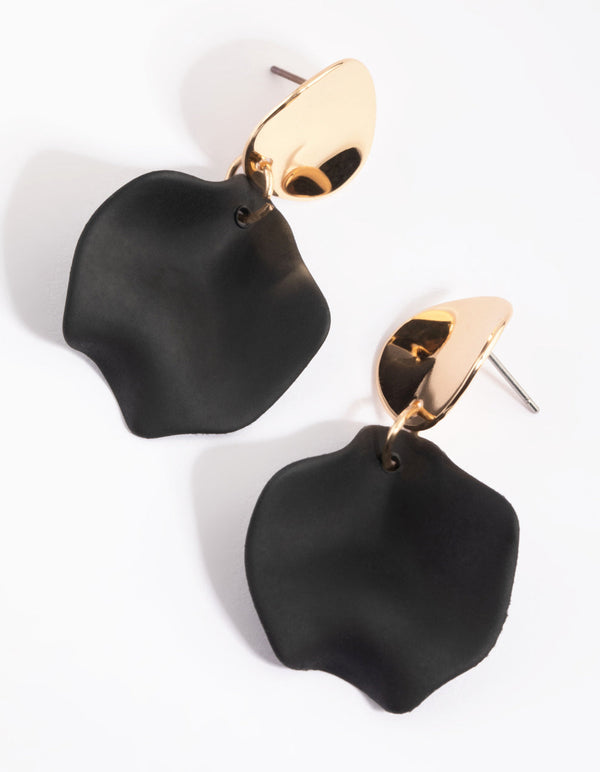 Black Simple Petal Drop Earrings