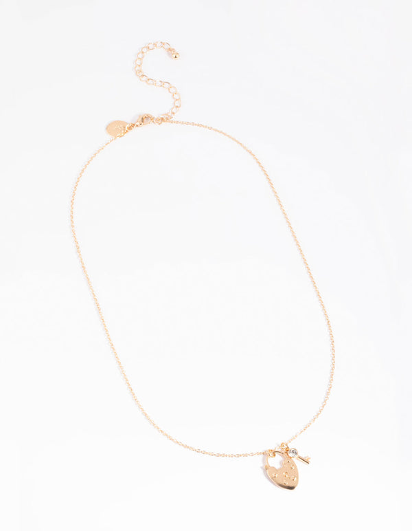 Gold Lock and Key Necklace