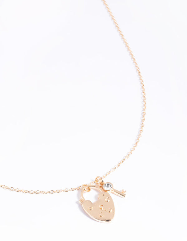 Gold Lock and Key Necklace