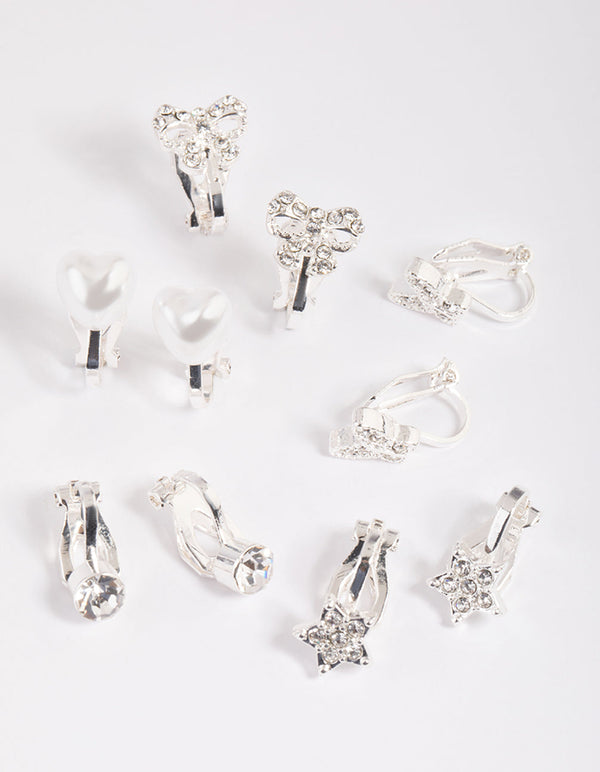 Zestaw dziecięcych kolczyków z klipsem w kształcie motyla z diamentami