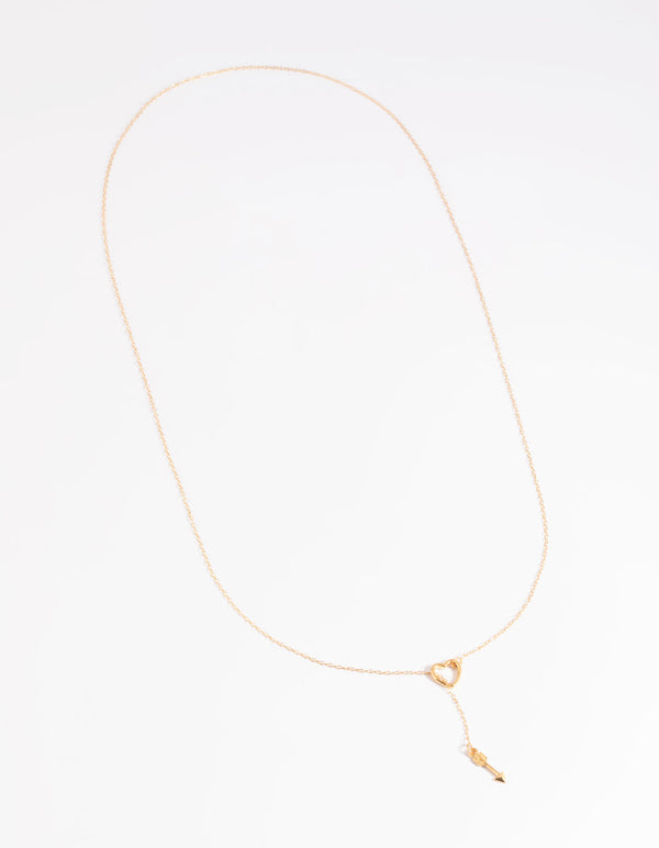 Gold Plated Sterling Silver Heart Thread Necklace