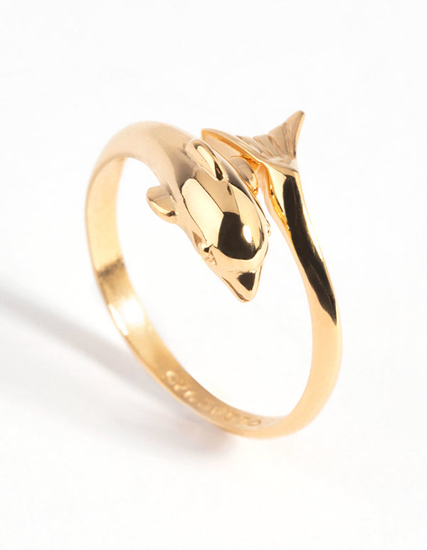 Gold Plated Sterling Silver Dolphin Ring