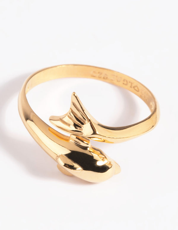 Gold Plated Sterling Silver Dolphin Ring