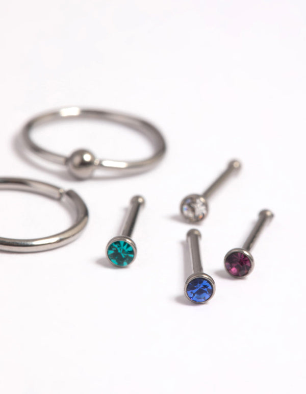 Titanium Nose Stud and Ring Pack