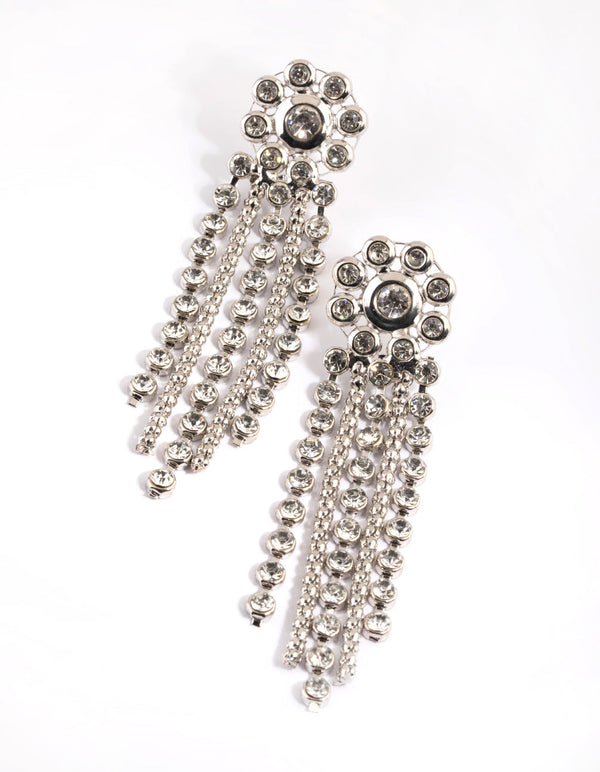Rhodium Mixed Chain Drop Earrings