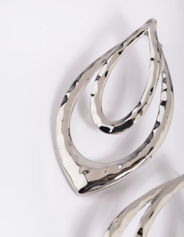 Rhodium Double Drop Earrings