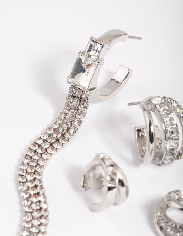 Rhodium Cup Chain Earring Stack Pack