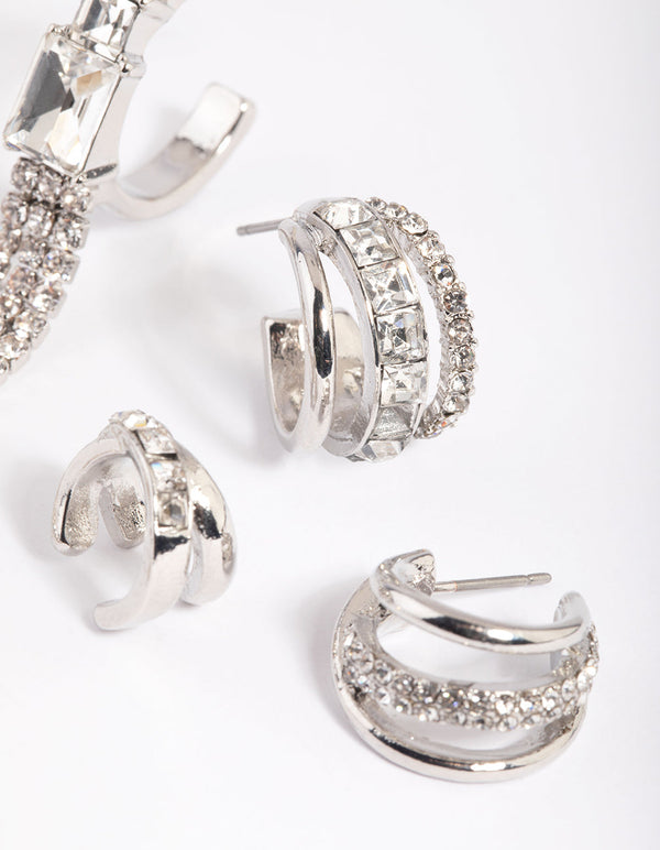Rhodium Cup Chain Earring Stack Pack