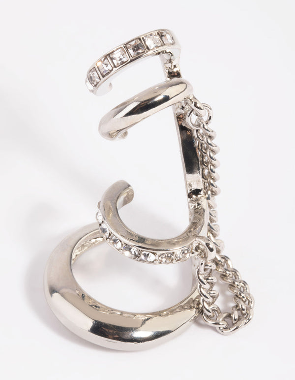 Mixed Metal Diamante Chain Earring Stack Pack