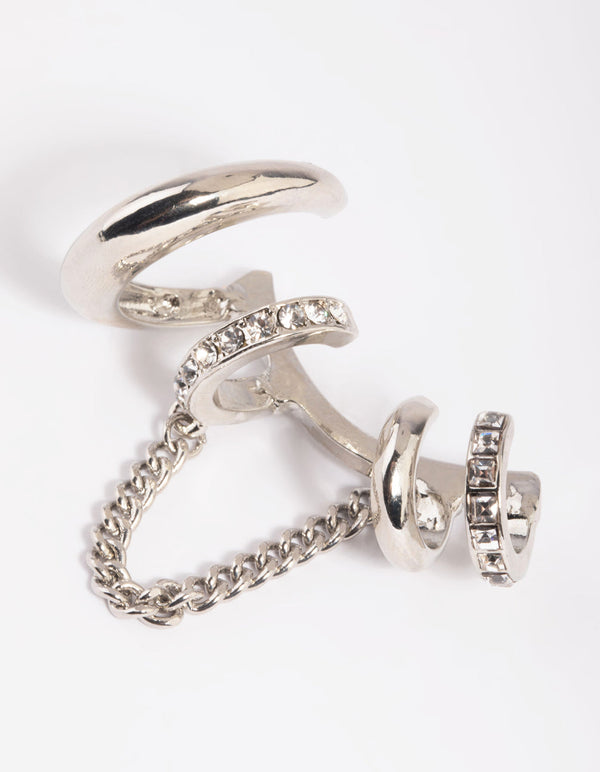 Mixed Metal Diamante Chain Earring Stack Pack