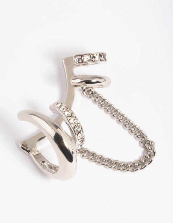 Mixed Metal Diamante Chain Earring Stack Pack