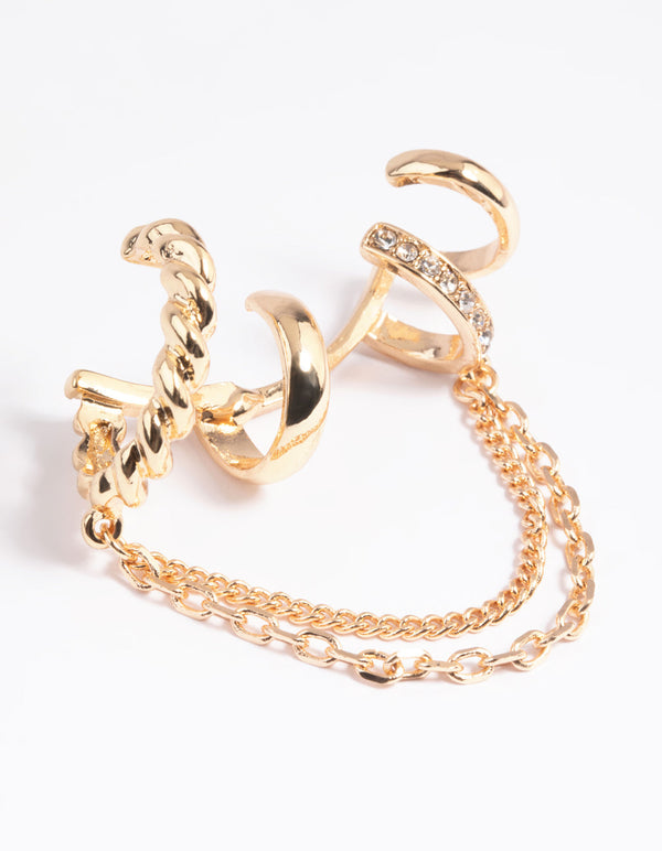 Mixed Metal Twisted Chain Earring Stack Pack