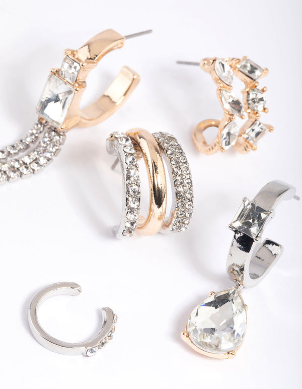 Mixed Metal Cup Chain Earring Stack Pack