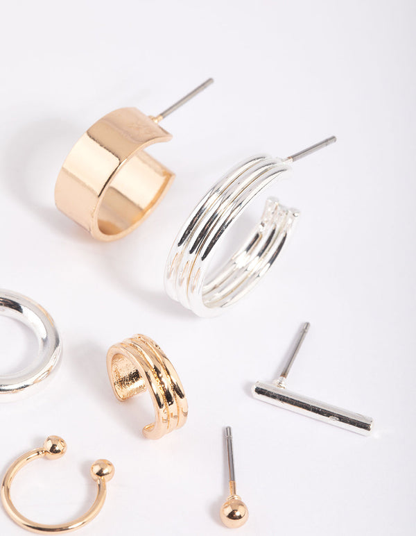 Mixed Metal Textured Earring Stack Pack